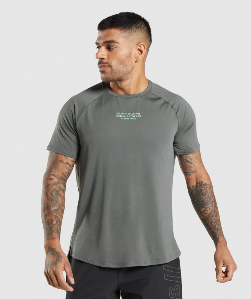 Men's Gymshark Steve Cook T-Shirts Grey | CA N13687